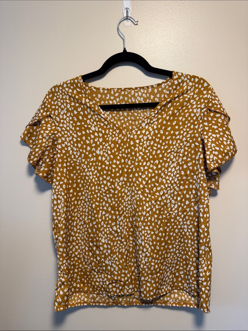 Printed Ruffle Sleeve Top
